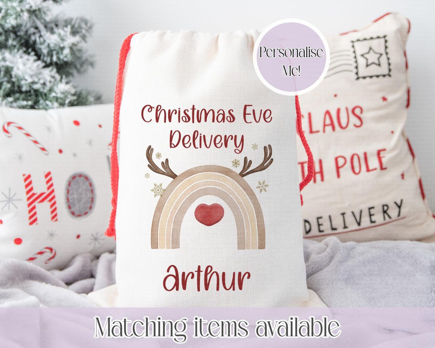 Reindeer rainbow personalised Christmas sack - Santa sack