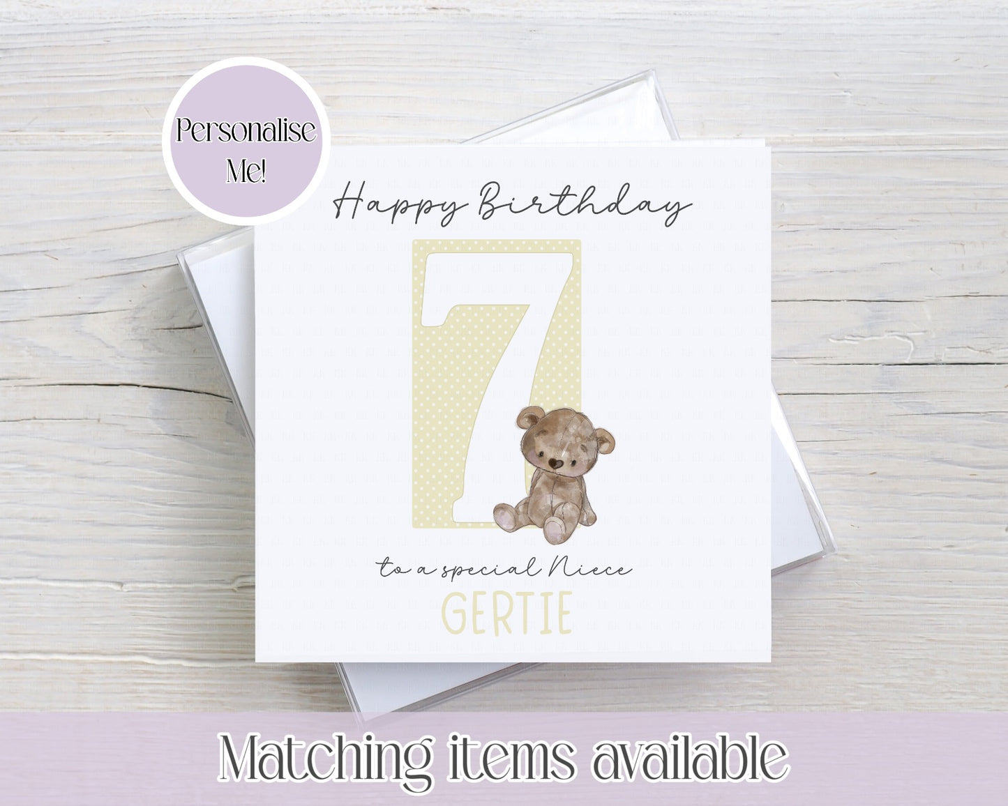Teddy Bear Number Personalised Card - birthday card - custom card