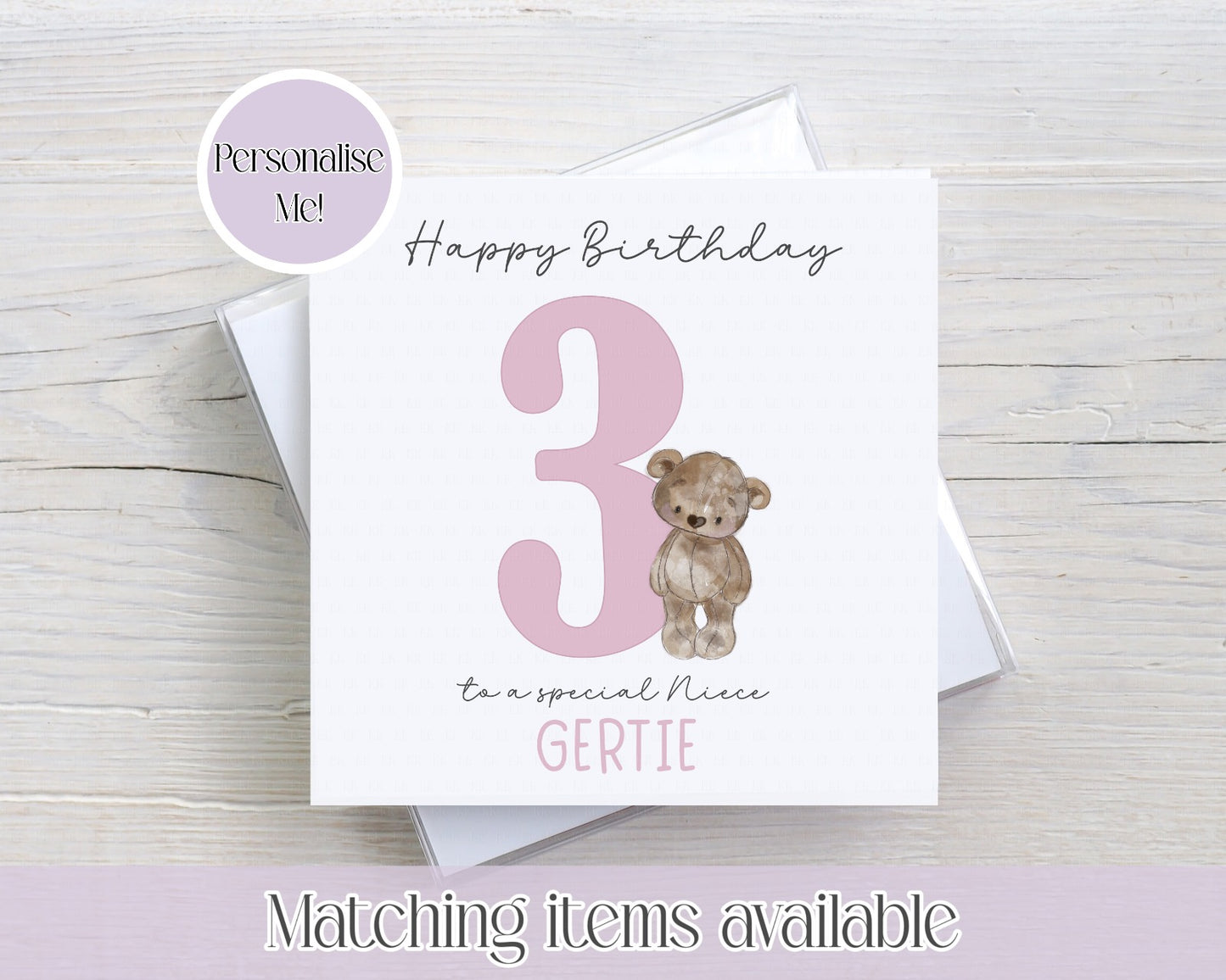 Teddy Bear Number Personalised Card - birthday card - custom card