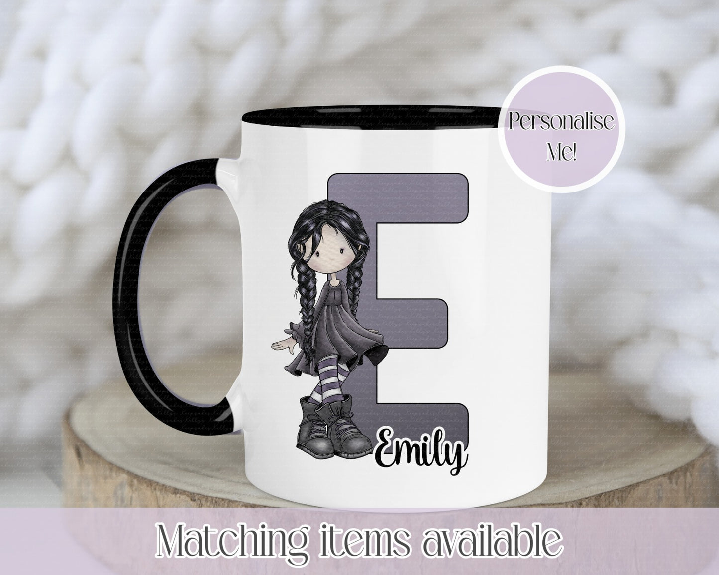 Goth Girl Initial Mug - personalised alternative inspired mug