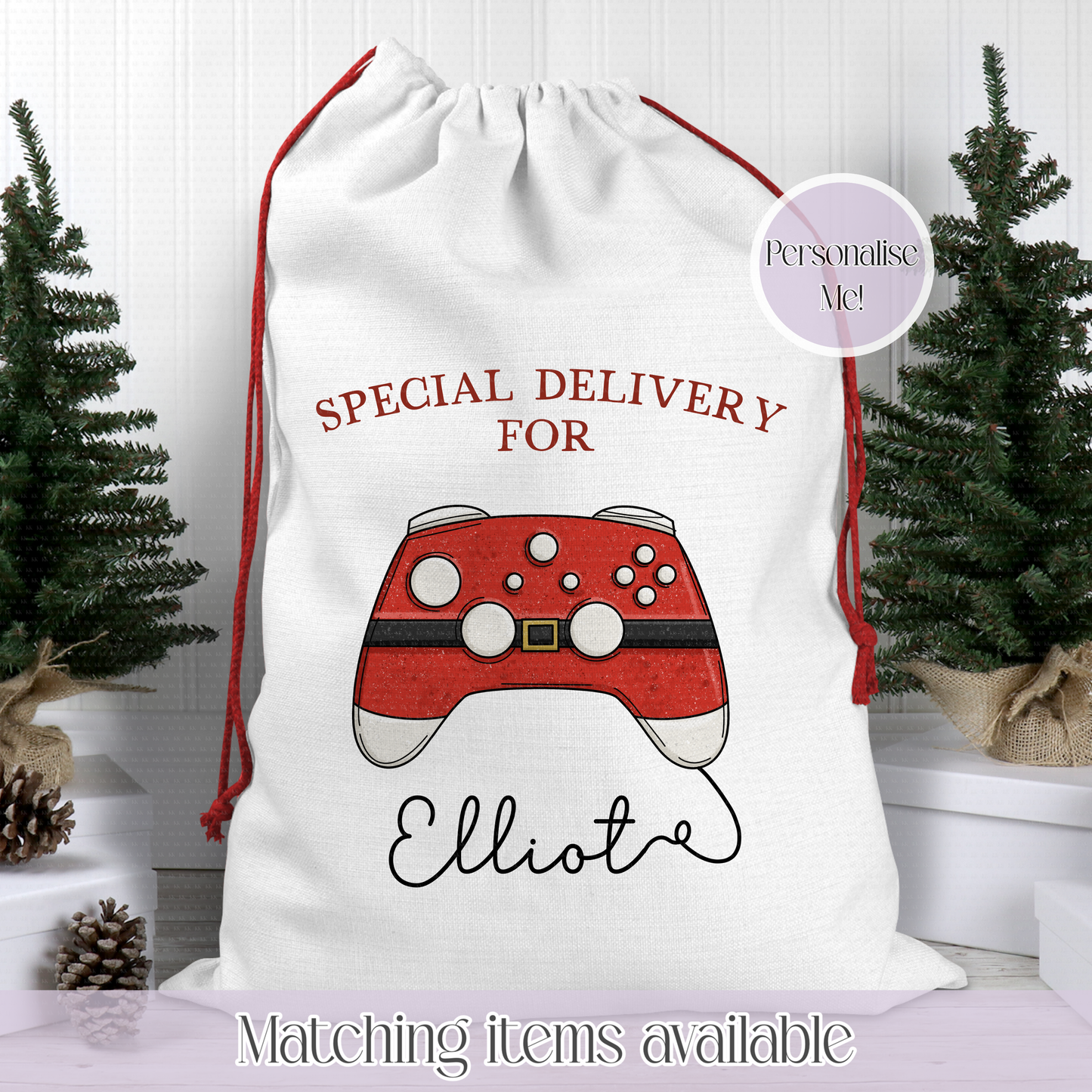 Christmas Gamer Controller Santa Sack - Christmas Sack - 70 x 50 cm - custom name