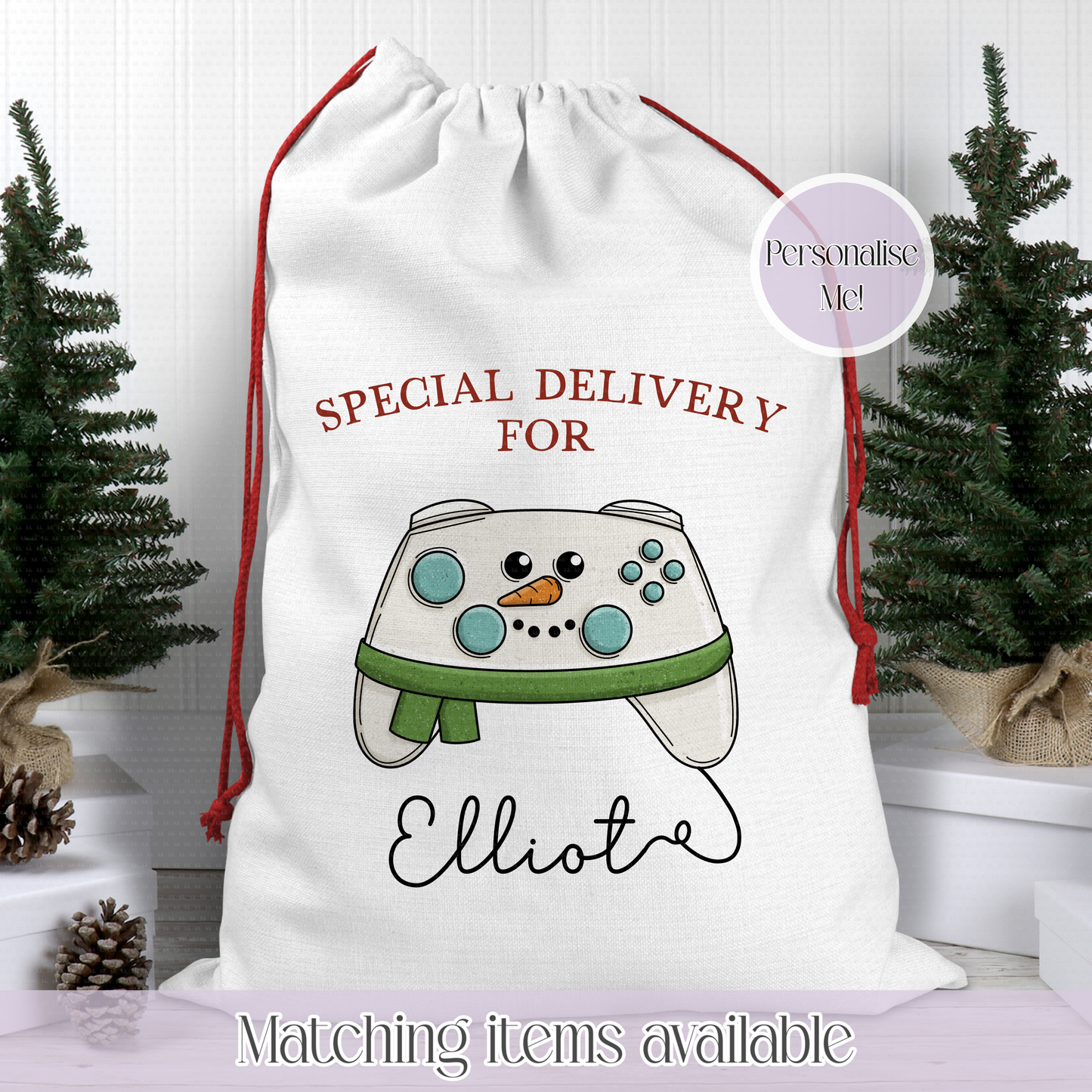 Christmas Gamer Controller Santa Sack - Christmas Sack - 70 x 50 cm - custom name