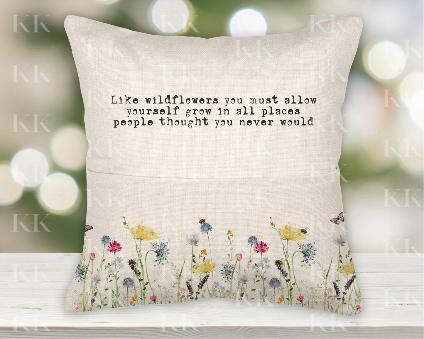 Personalised wildflower pocket cushion - book lover - personalised cushion