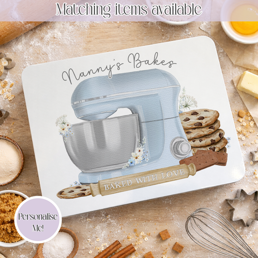Personalised Baking Tin Custom Wording – Two Size Options - Hand-drawn mixer illustration tin
