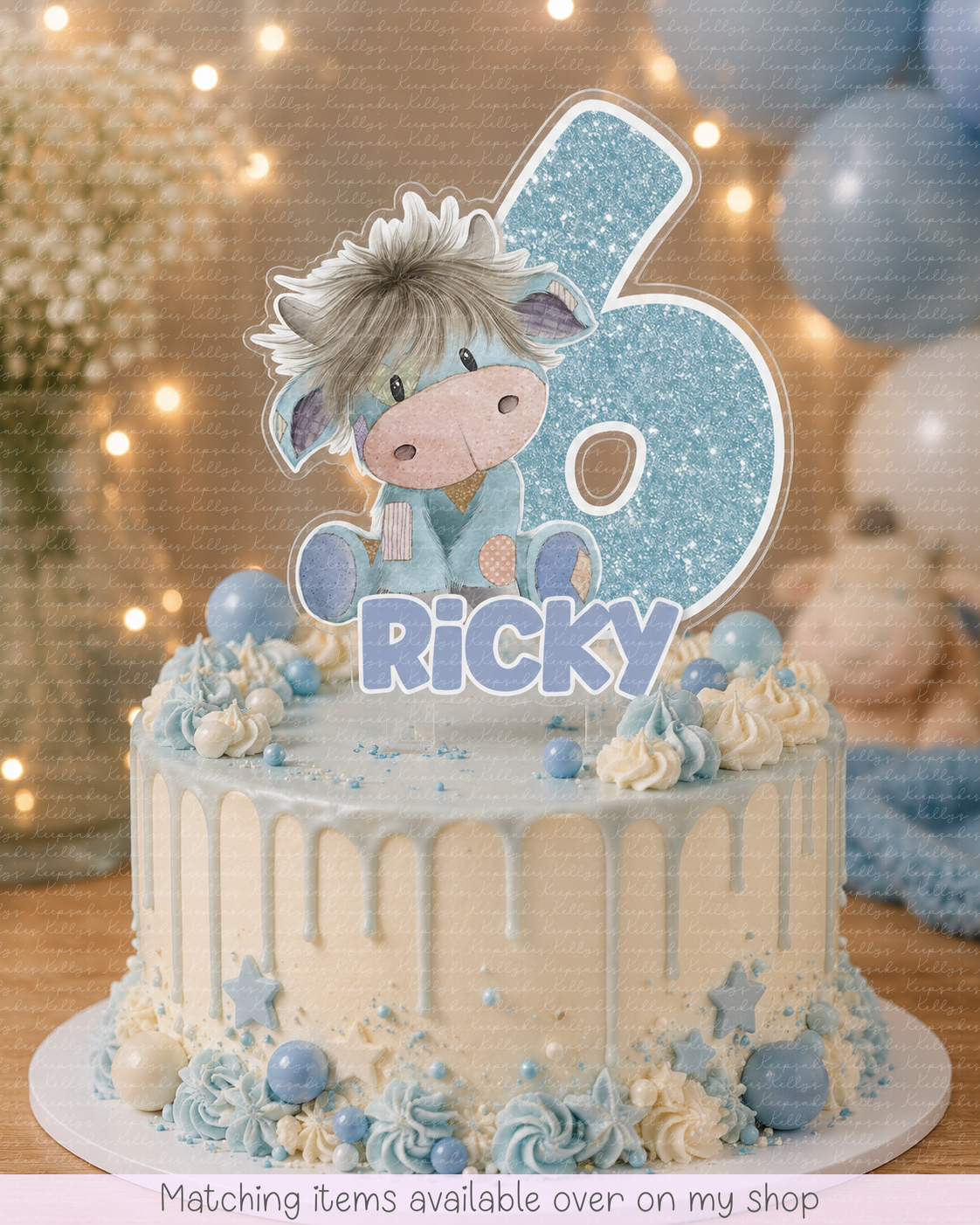 Personalised Birthday Highland Cow Number cake topper - acrylic printed Highland Coo cake topper - custom cake decoration