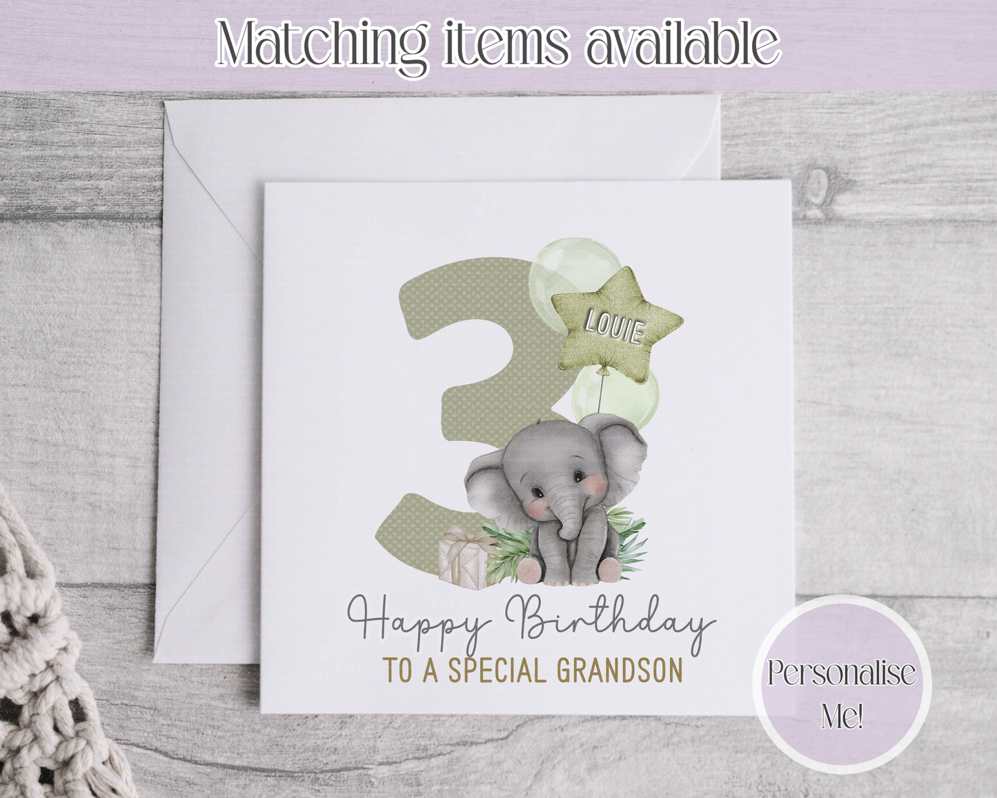 Jungle Animal Age  Personalised Age Birthday Card - fully customised- kids cards Giraffe - Elephant - Monkey - Zebra - Lion