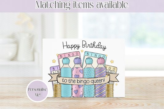 Personalised Bingo Birthday Card – Custom Banner Message – Bingo Lover Card – 5x7 Birthday Card for Bingo Player