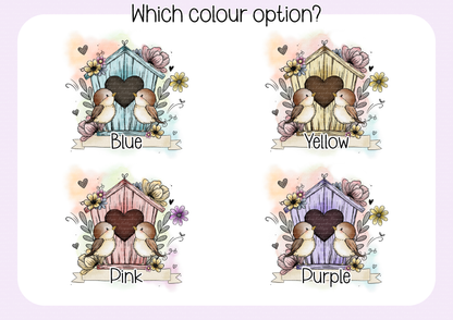 New Home Personalised Birdbox Card - love birds new home - custom new home card