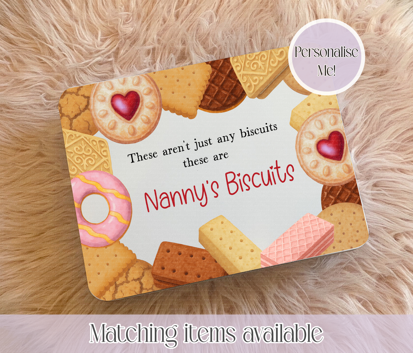 Personalised Biscuit Tin with Custom Wording – Two Size Options - to be shared with