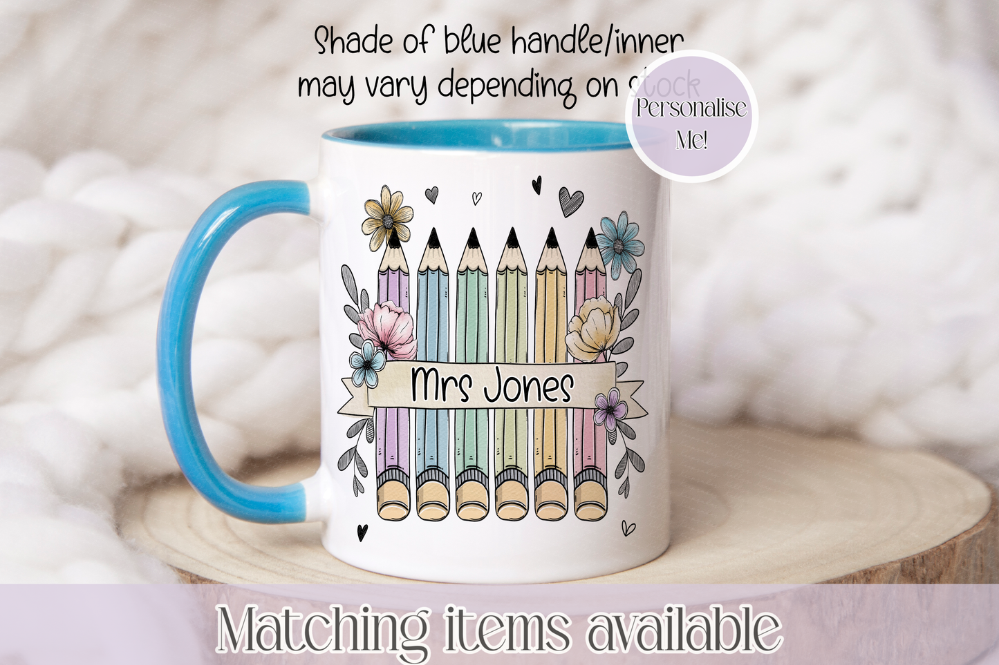 Doodle Teacher Pencil Doodle Personalised Mug - Teacher Gift - Custom Teacher Mug
