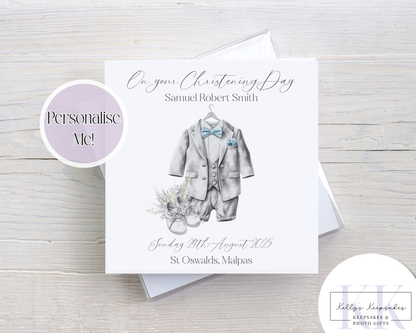 Sketchy christening suit personalised Card - Christening card - custom card