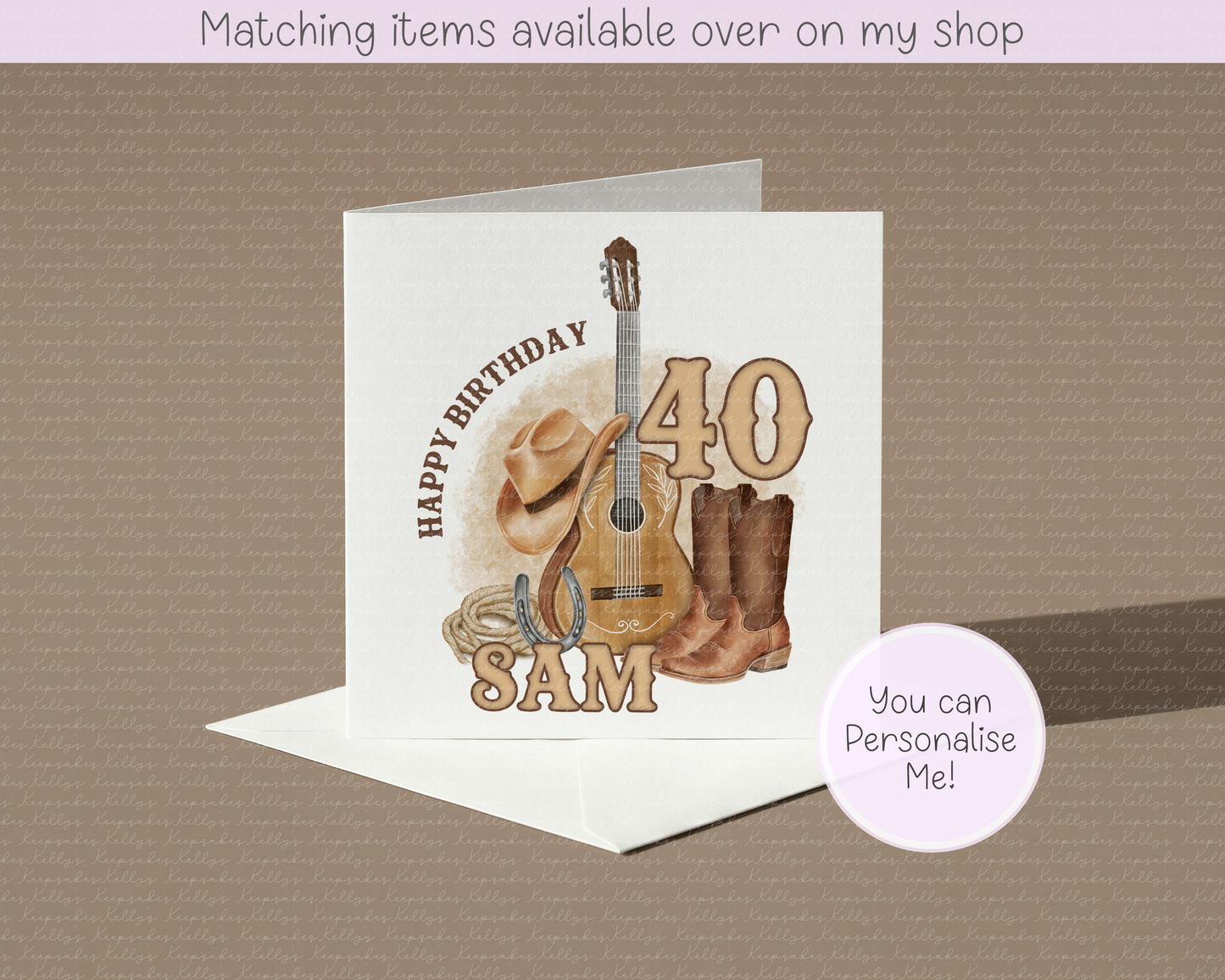 Personalised country music age birthday card - keep it country - custom number - cowgirl or cowboy