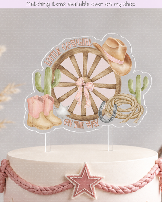 Personalised Country Style Baby Shower Cake topper - acrylic printed keep it country cake topper - custom cake decoration - cowgirl or cowboy