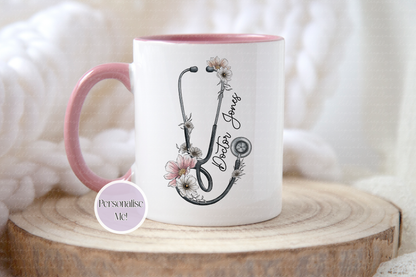 Personalised Stethoscope Doctor Mug - Custom NHS Keyworker Mug - Hospital Staff Gift