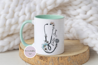 Personalised Stethoscope Doctor Mug - Custom NHS Keyworker Mug - Hospital Staff Gift