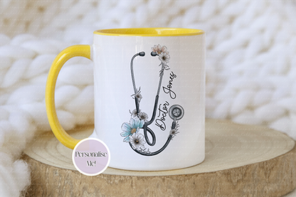 Personalised Stethoscope Doctor Mug - Custom NHS Keyworker Mug - Hospital Staff Gift