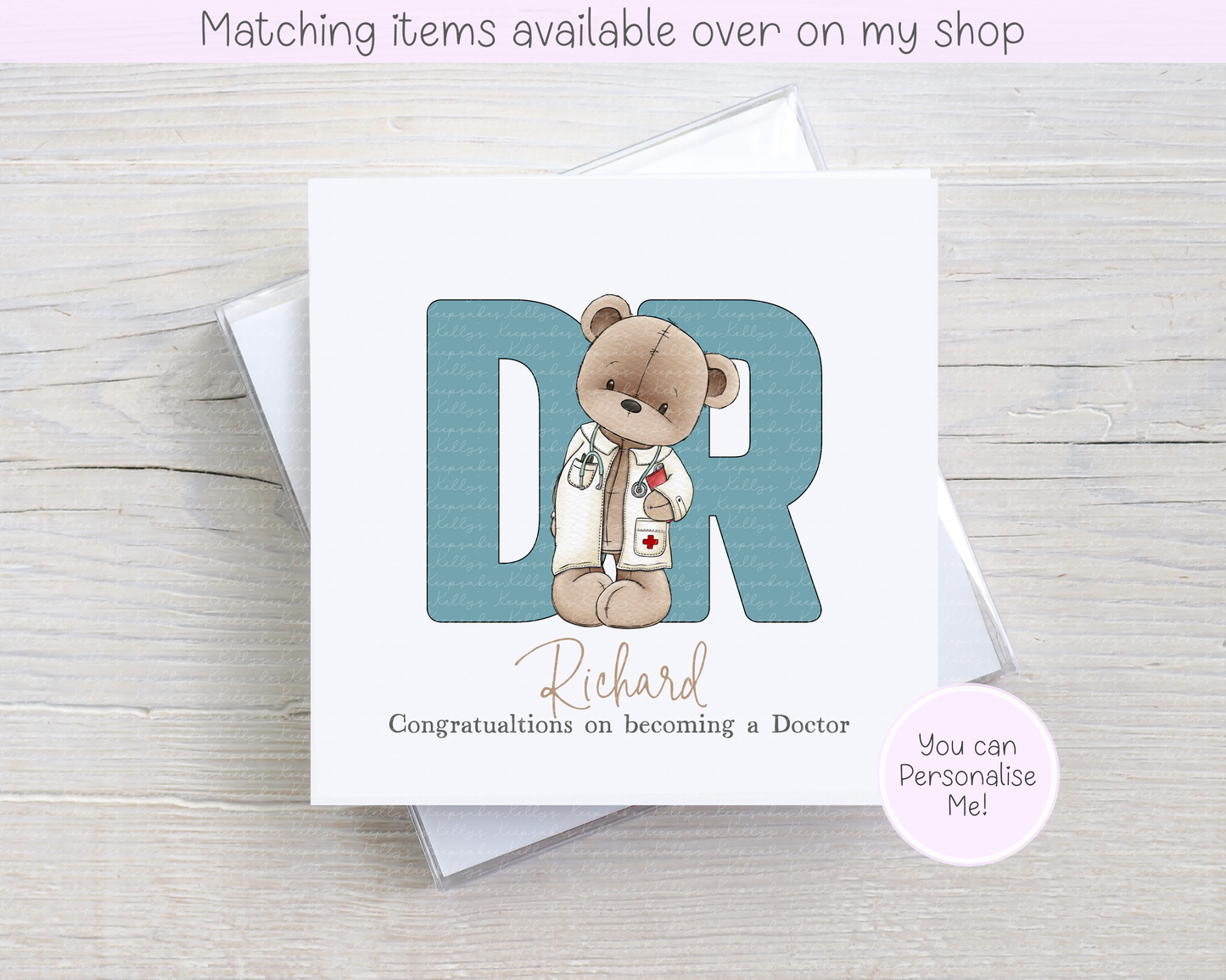 Personalised Congratulations Teddy Doctor , Nurse or Surgeon Card - Custom NHS Keyworker - Hospital Staff Card - Medical Professional