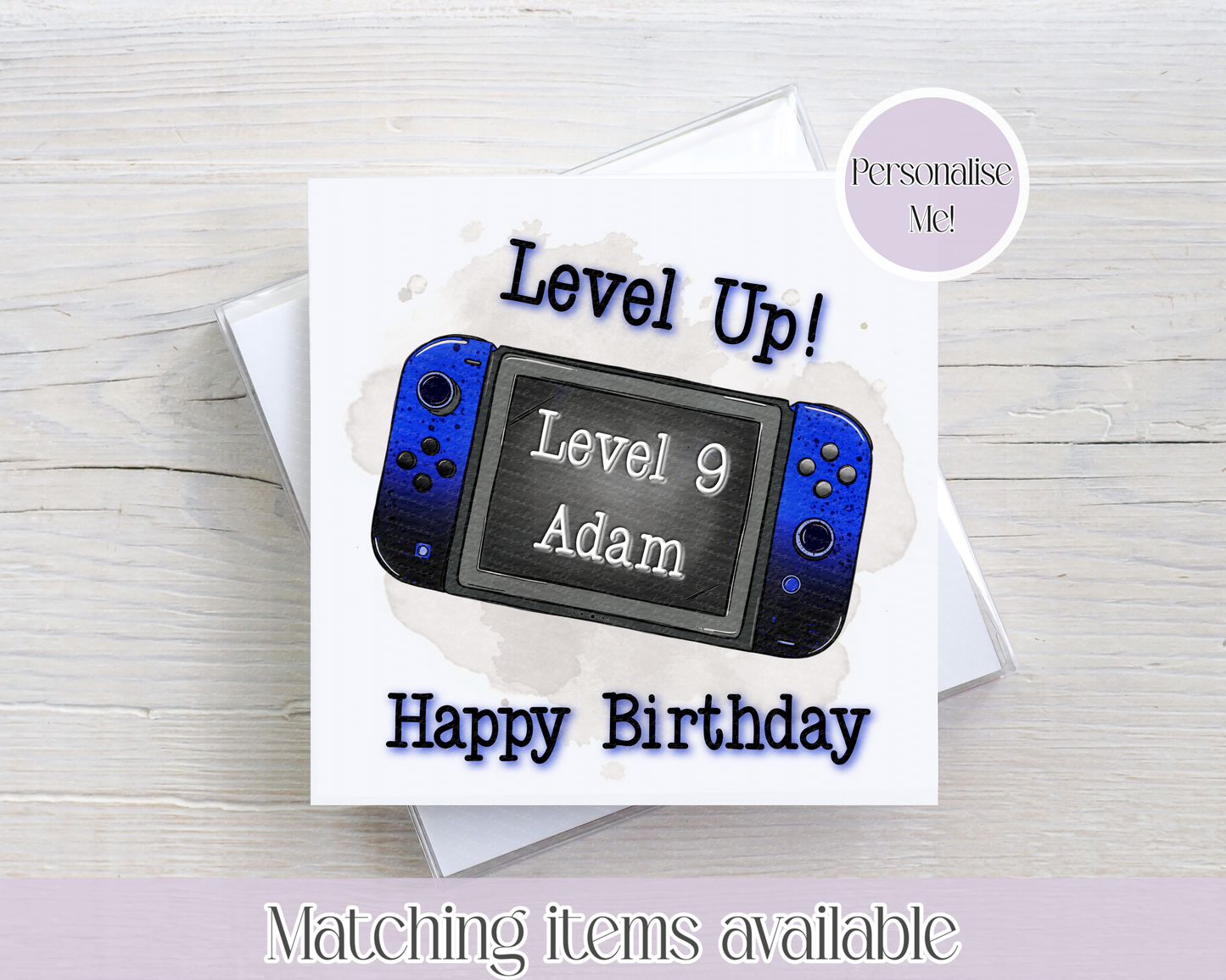 Personalised Ds Inspired Age Birthday Card - Level UP custom birthday card