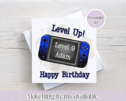 Personalised Ds Inspired Age Birthday Card - Level UP custom birthday card