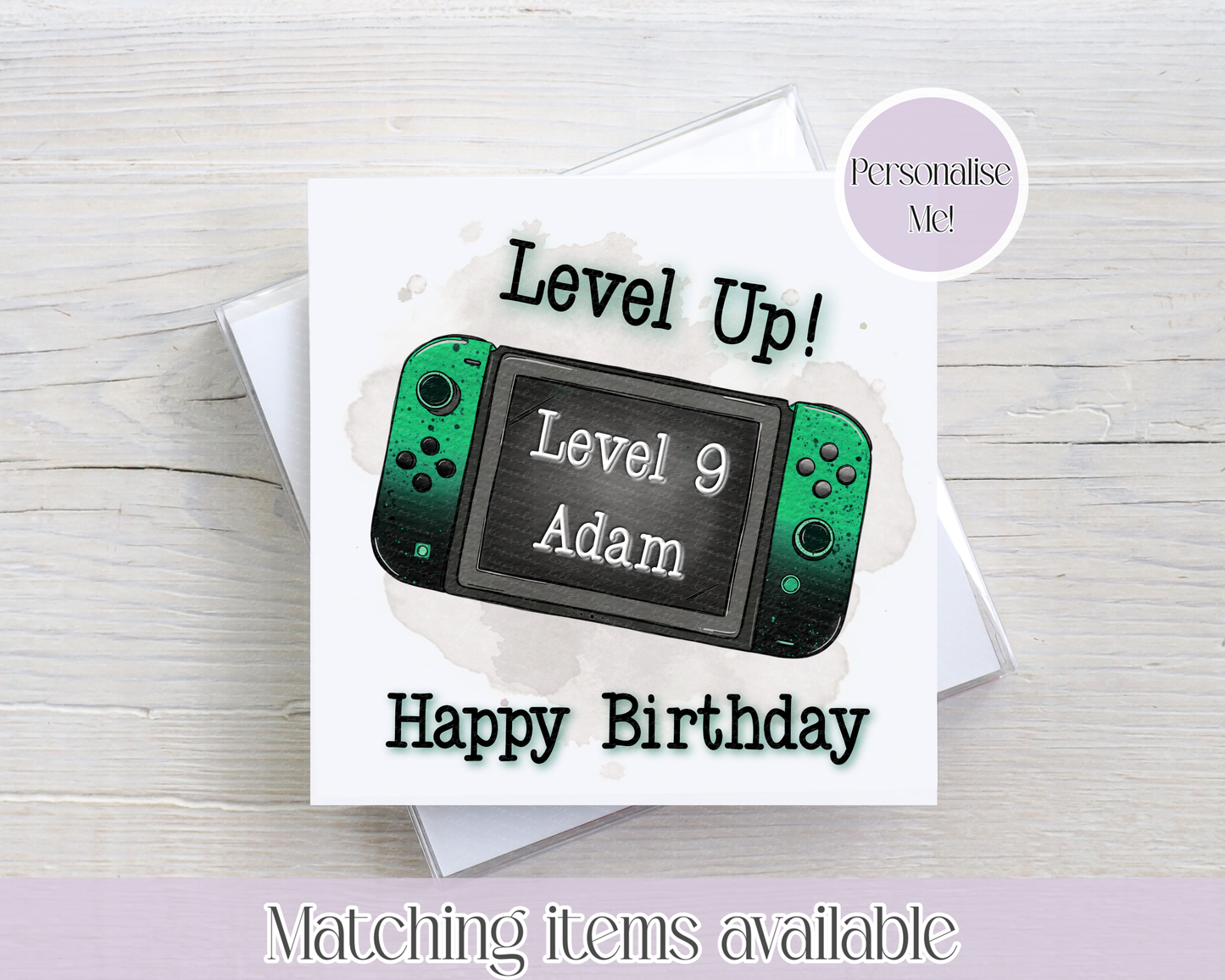Personalised Ds Inspired Age Birthday Card - Level UP custom birthday card