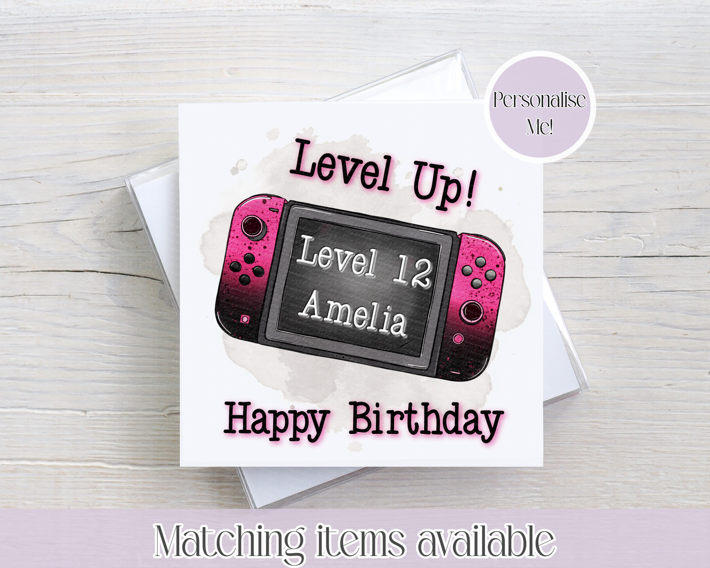 Personalised Ds Inspired Age Birthday Card - Level UP custom birthday card