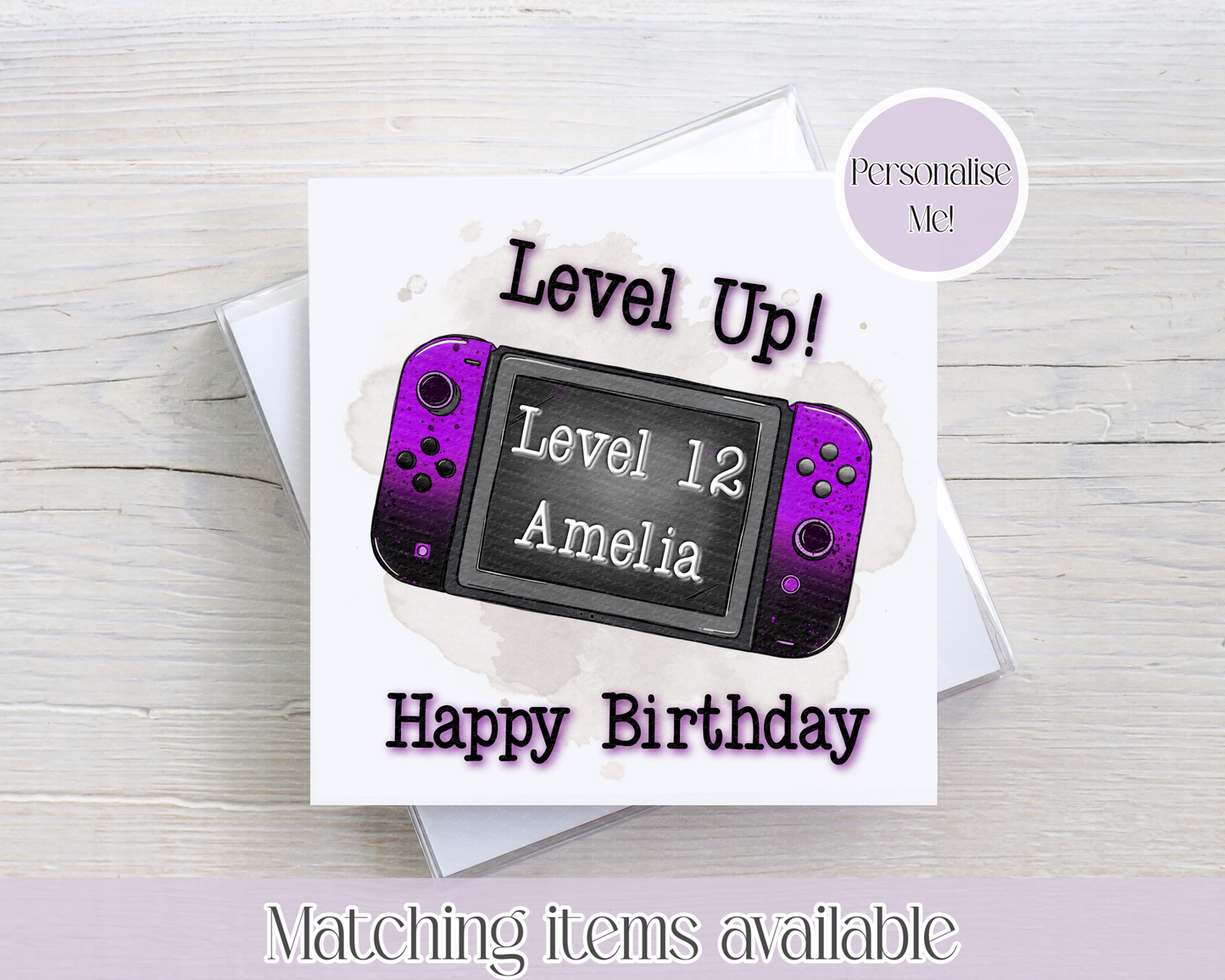 Personalised Ds Inspired Age Birthday Card - Level UP custom birthday card