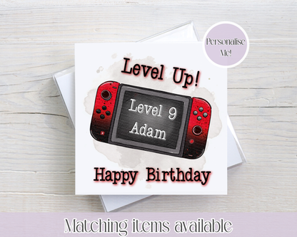 Personalised Ds Inspired Age Birthday Card - Level UP custom birthday card