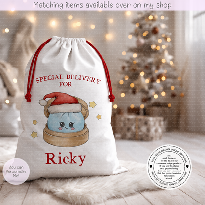 Personalised Dumpling Santa Sack. Christmas Sack - Christmas Bag - For kids- for him - for her- Toy Sack