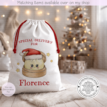 Personalised Dumpling Santa Sack. Christmas Sack - Christmas Bag - For kids- for him - for her- Toy Sack