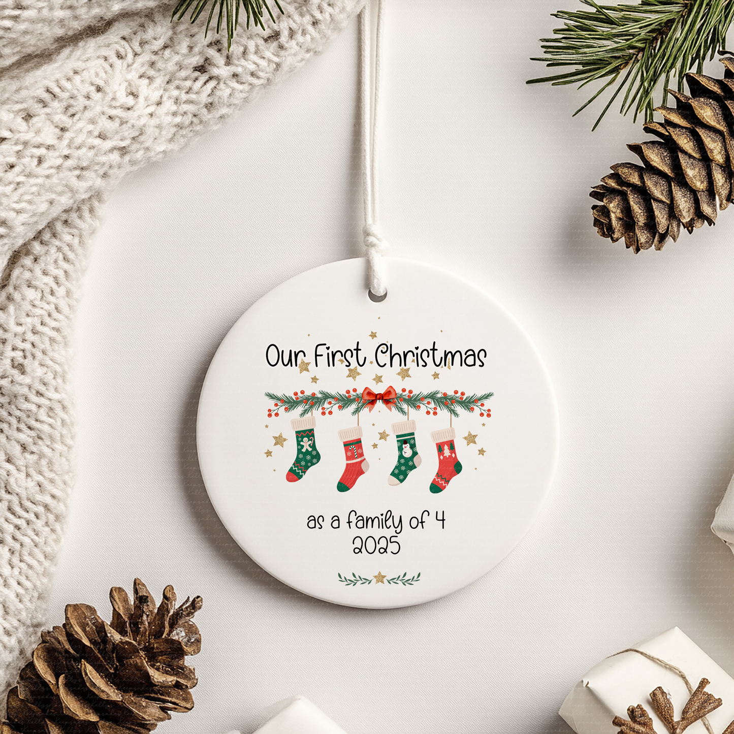 First christmas as a family of  personalised ceramic bauble - christmas decoration