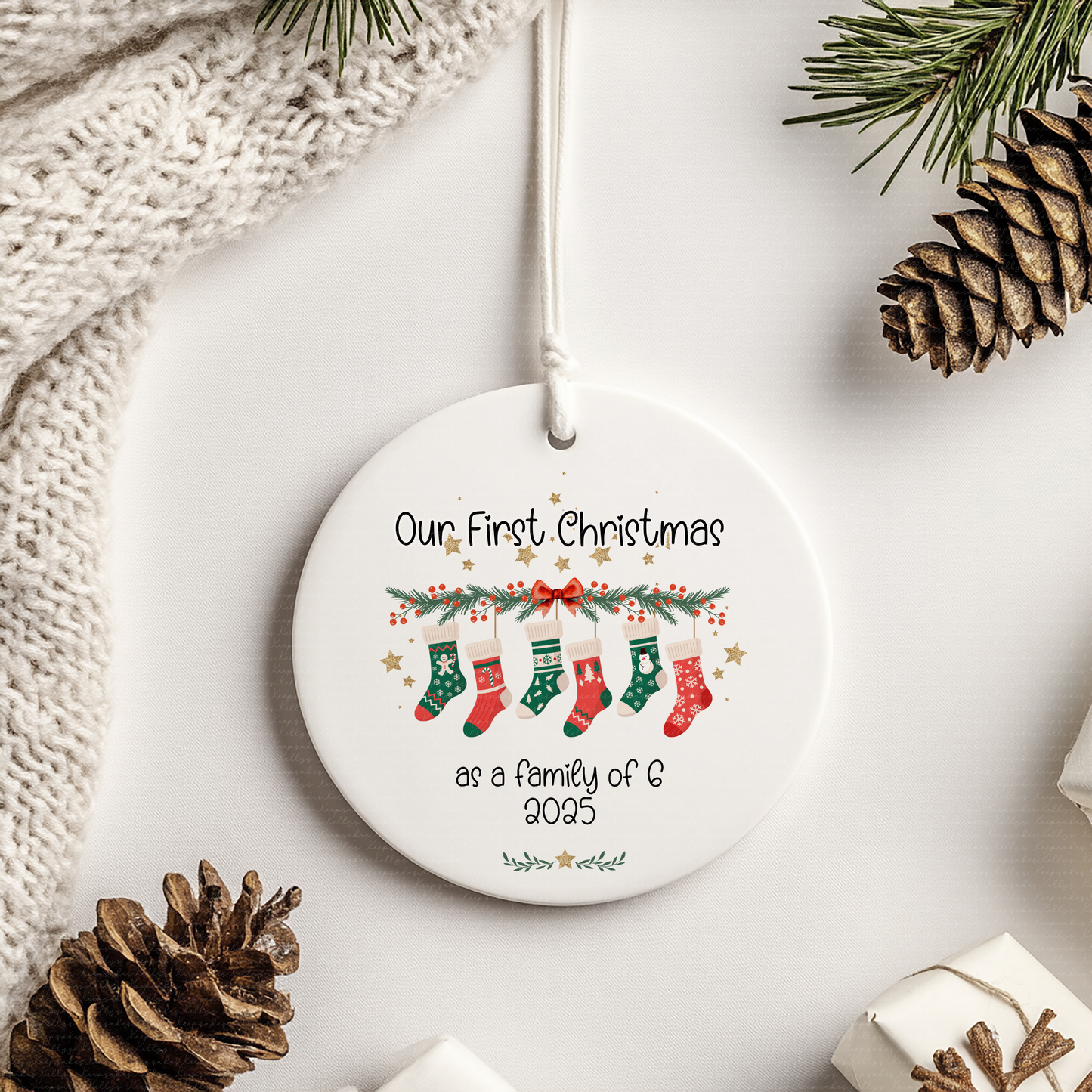 First christmas as a family of  personalised ceramic bauble - christmas decoration