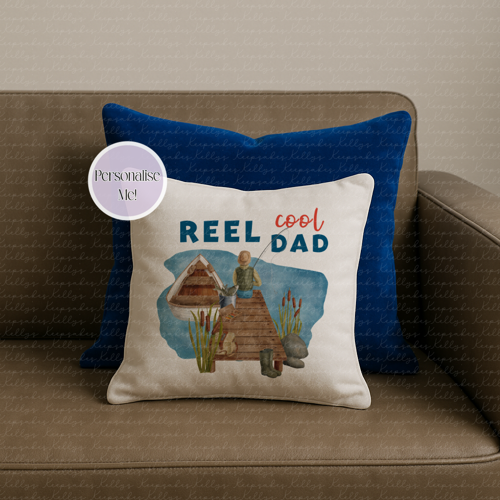 Reel cool dad - wishing I was fishing - fishing custom cushion - fisher gift