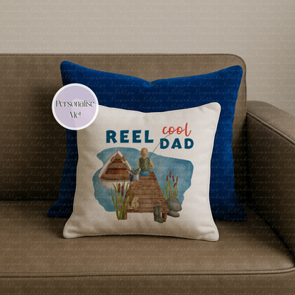 Reel cool dad - wishing I was fishing - fishing custom cushion - fisher gift