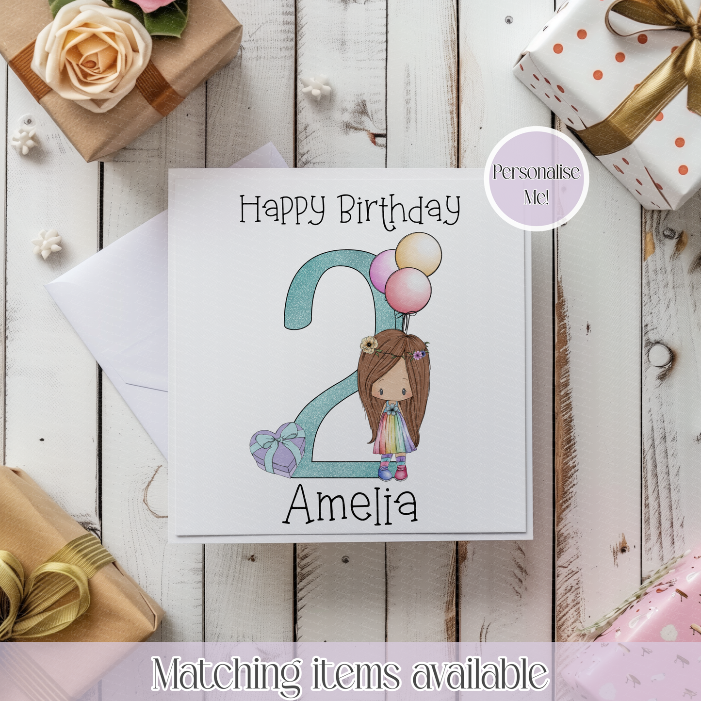Fairy Age Personalised Birthday Card - for a girl - fairy princess - Custom age