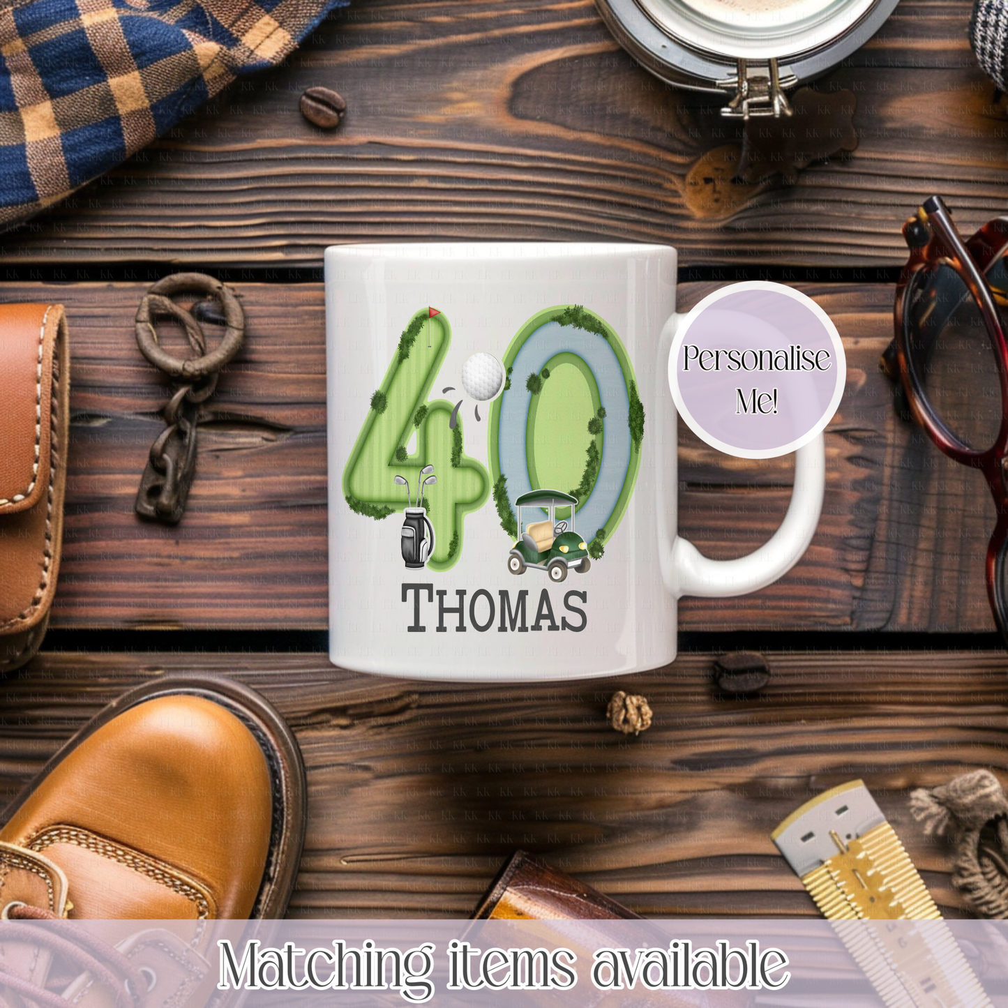 Personalised Golf Number Mug - Milestone Age Gift - Golfer Gift Mug