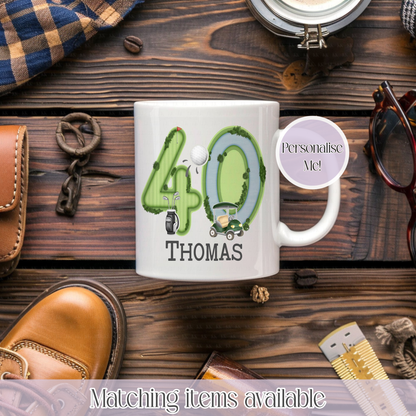 Personalised Golf Number Mug - Milestone Age Gift - Golfer Gift Mug
