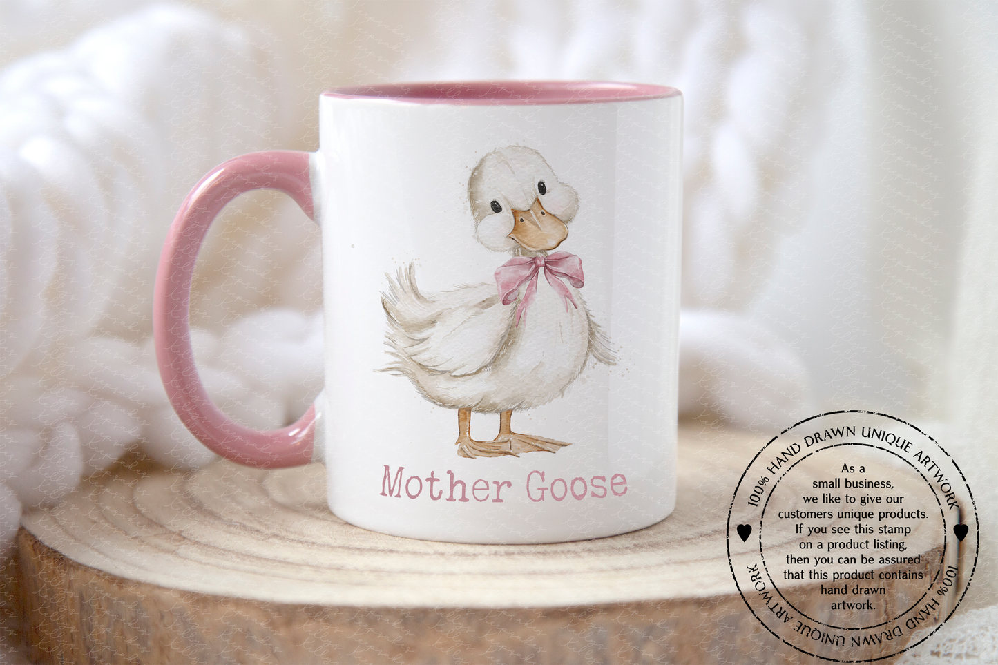 Mother Goose Mug & Coaster - mother's day gift - custom pink mug and coaster
