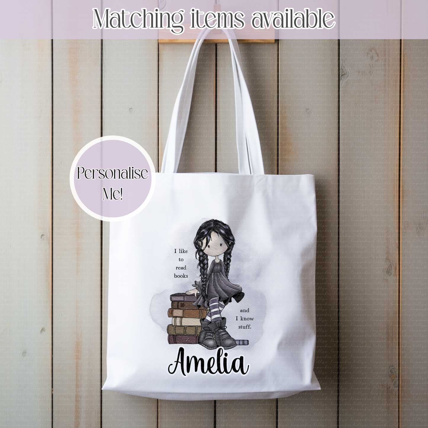 Goth Girl Sweary Personalised Tote Bag - Dark Tea Humour -RIP - until bubbles appear- alternative Girl like to read books -
