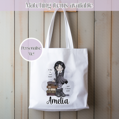 Goth Girl Sweary Personalised Tote Bag - Dark Tea Humour -RIP - until bubbles appear- alternative Girl like to read books -