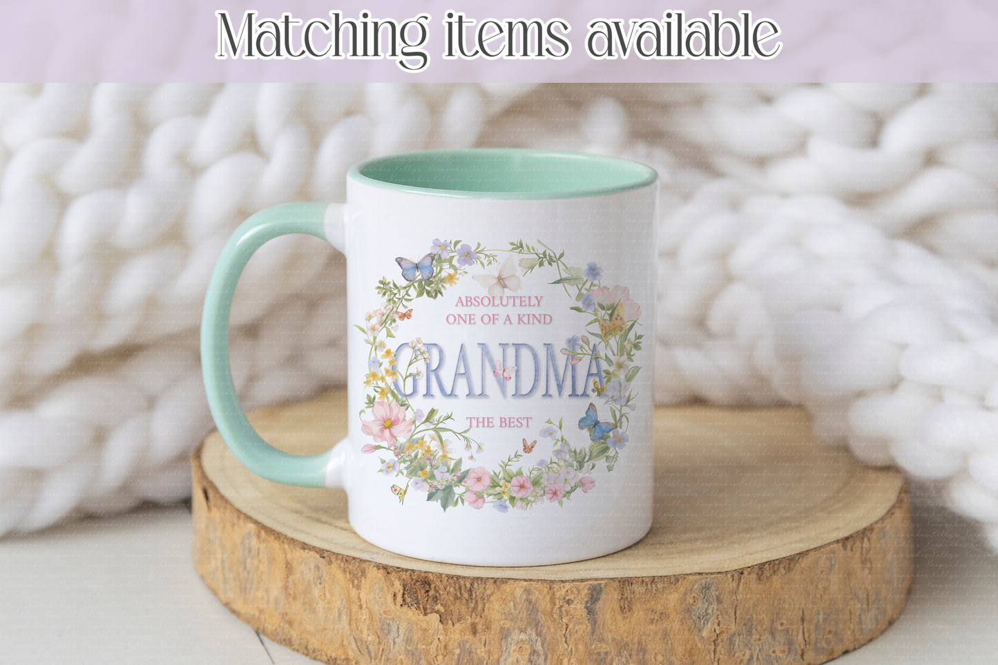 Absolutely one of a kind - Floral Mother's Day - Birthday  Flower & Butterfly Wreathe Mug - Grandma - Nanny - Mummy - Mum