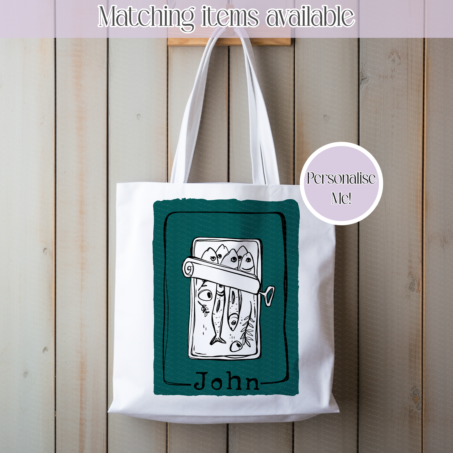 Personalised Sardine Tote Bag - Custom Fish Tote bag - Various Options