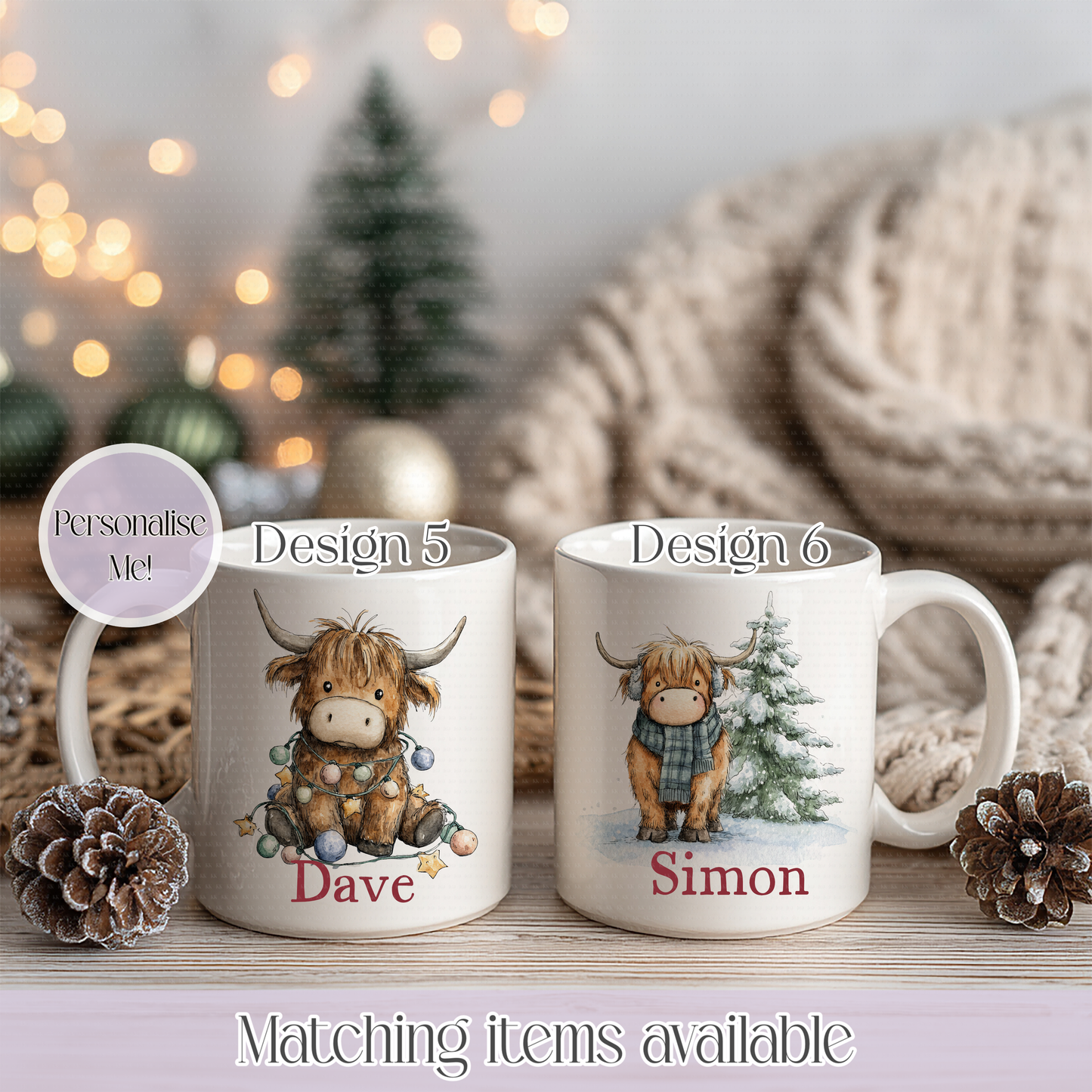 Christmas Cute Highland Cow Mugs - Enamel Mug - Kids Mug - Unbreakable custom mug