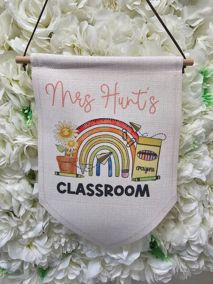 Teachers Personalised Classroom Sign/ Pennant thank you gifts end of term school. Wall Sign Hanging decoration