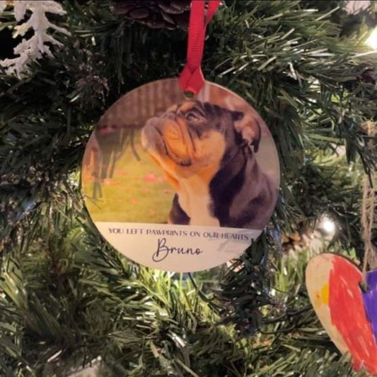Personalised Memorial Christmas Photo Acrylic Decoration -Lost loved one - lost pet - remembrance bauble - photo bauble