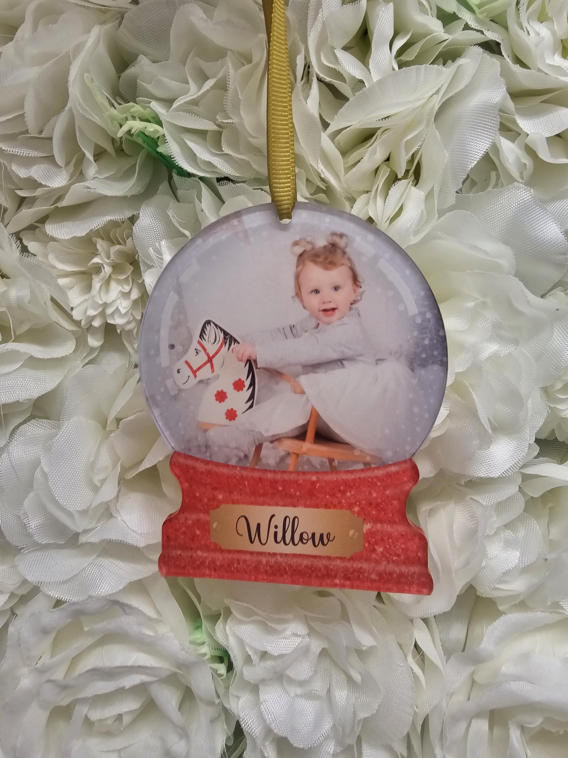 Personalised Snowglobe Photo Bauble - Acrylic Tree Decorations - Photo Gift
