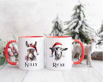 Christmas Animal Personalised Mug - Highland - Robin - Raccoon- Guinea Pig - And More - Stocking Filler- Animal Mug - For him - for her