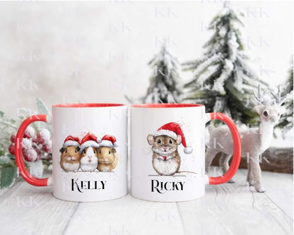 Christmas Animal Personalised Mug - Highland - Robin - Raccoon- Guinea Pig - And More - Stocking Filler- Animal Mug - For him - for her