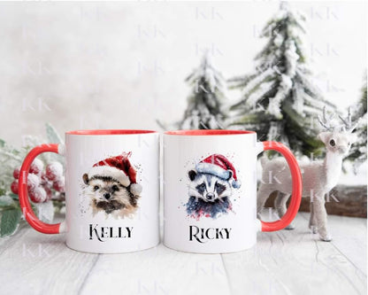 Christmas Animal Personalised Mug - Highland - Robin - Raccoon- Guinea Pig - And More - Stocking Filler- Animal Mug - For him - for her