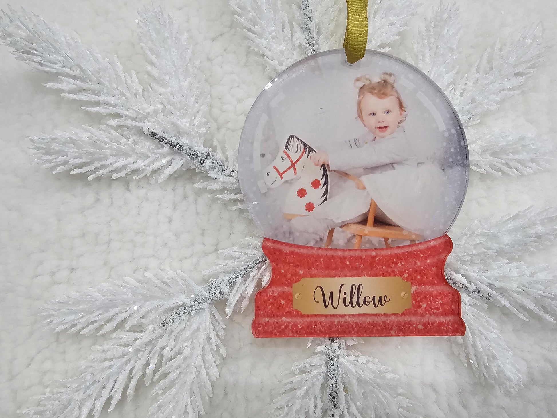 Personalised Snowglobe Photo Bauble - Acrylic Tree Decorations - Photo Gift