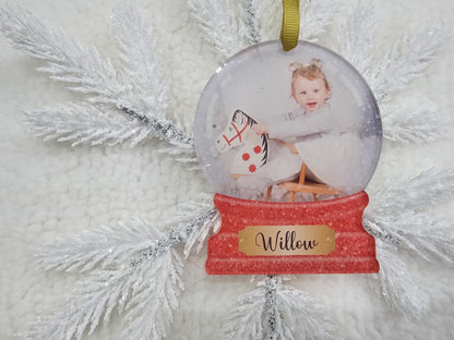 Personalised Snowglobe Photo Bauble - Acrylic Tree Decorations - Photo Gift